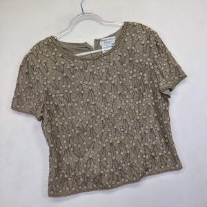 Conjunto de vestido de dos piezas Adrianna Papell para mujer, 14, seda, cuentas, vintage, estilo art déco formal imagen 7