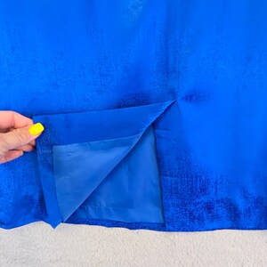 Adrianna Papell Skirt Womens 12 Cobalt Straight Silk Textured Preppy Office VTG afbeelding 4