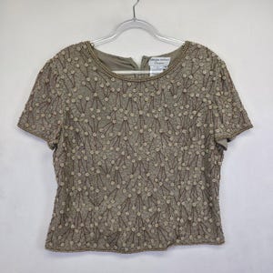 Conjunto de vestido de dos piezas Adrianna Papell para mujer, 14, seda, cuentas, vintage, estilo art déco formal imagen 2