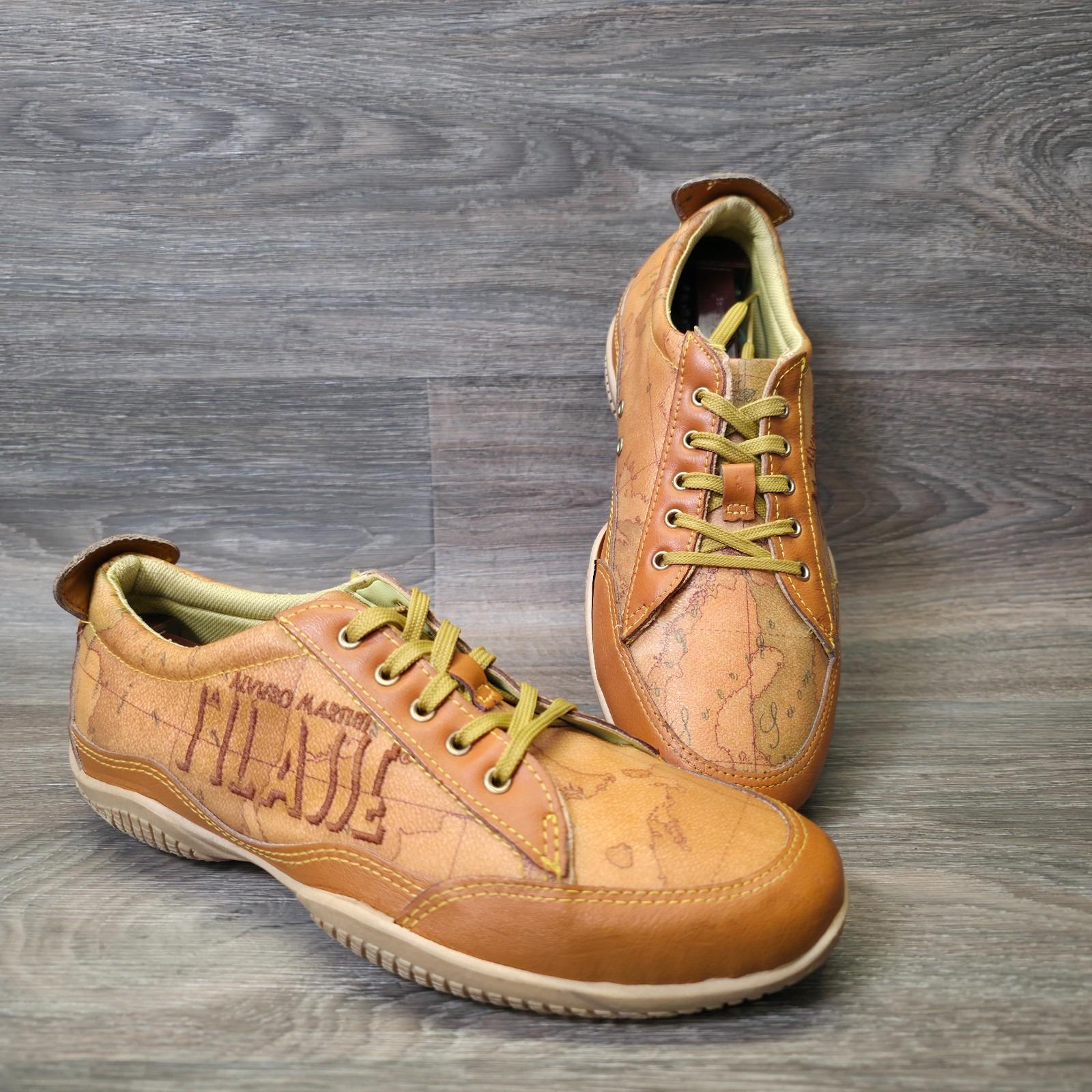 Alviero Martini Sneakers Women US 4.5- 5 Italy Map Print Leather Vtg…
