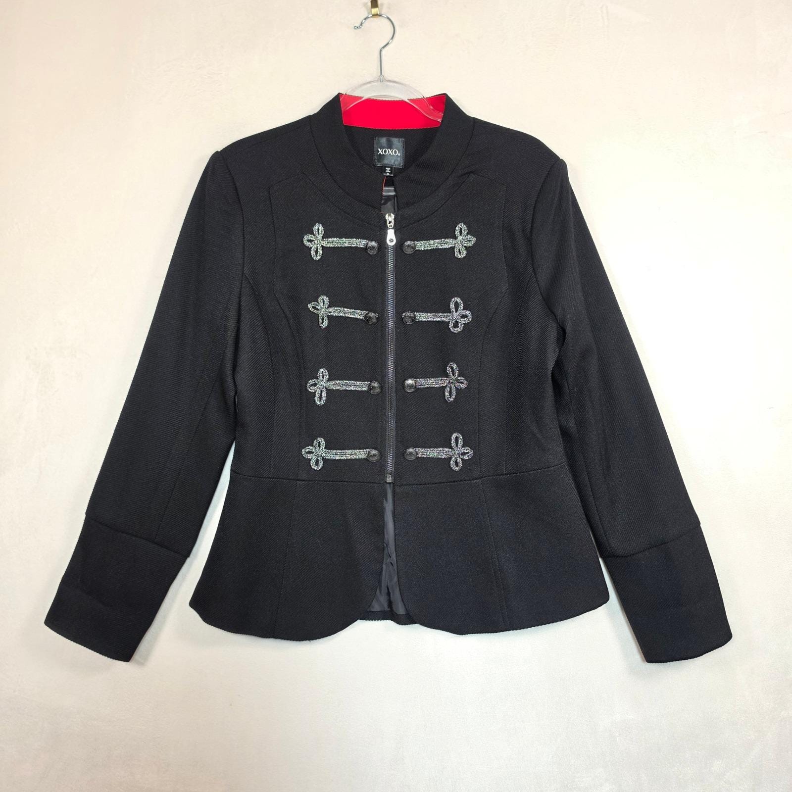 Y2K XOXO Military Jacket Womens XL Black Goth Steampunk Victorian