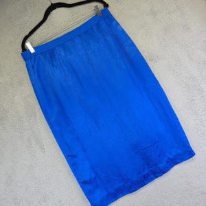 Adrianna Papell Skirt Womens 12 Cobalt Straight Silk Textured Preppy Office VTG afbeelding 1