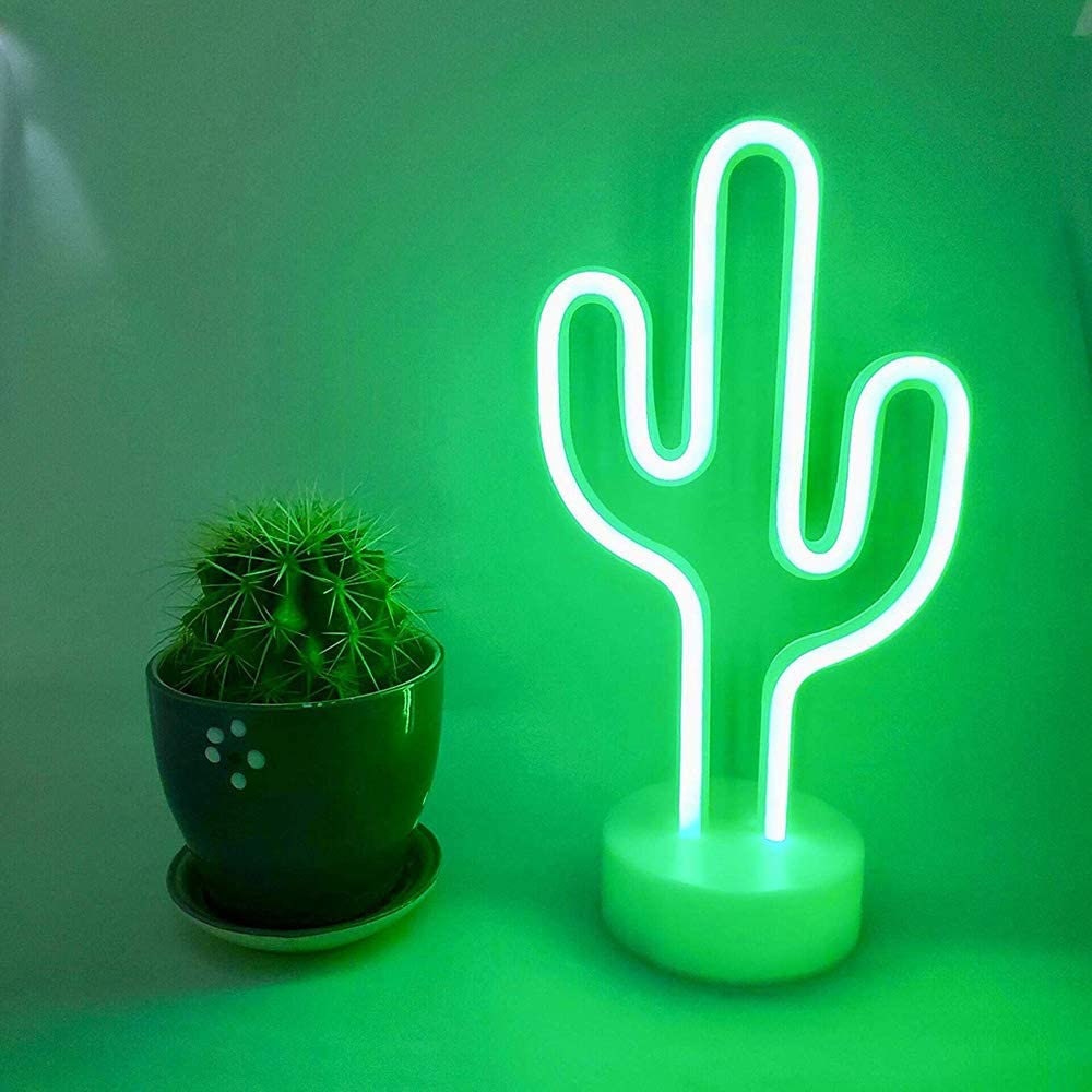 Green Cactus Neon Light Wall Light Colourful Room Decor Light Etsy