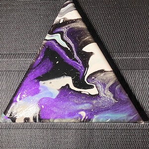 Mini Triangle Canvas Painting, Acrylic Pour Painted Mini Canvas, Canvas, Acrylic Pour Painting, Iridescent, Canvas Painting, Mini Canvas