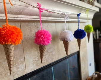 Ice Cream Cone Pom Pom Garland