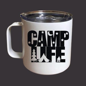 Camp Life Tasse, 15oz mit Schiebedeckel, Geschenk für Camper, Weihnachtsgeschenk