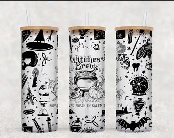 Vaso de lata de vidrio de Halloween Witches Brew 25oz, temporada espeluznante, regalo de cumpleaños para ella