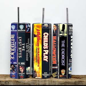 Horror Movie Tumbler, 70s 80s 90s Thrillers, Scary Movies, VHS Cassettes 30oz Tumbler