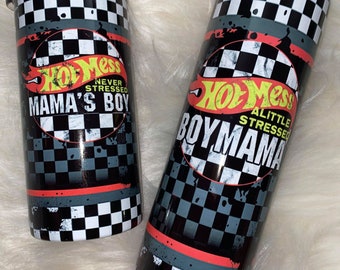 Hot Mess Boy Mama und Mama's Boy Becherset, Boy Mom Becher, Mama und Sohn Tassen, Geburtstagsgeschenk für sie