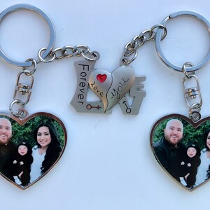 Custom Couple Heart Keychain, Matching Heart Keychains, Keychain for Couples, Valentines Day Gift, His and Hers