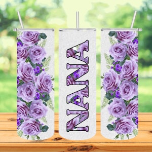 Nana tumbler | Mother&#39;s Day tumbler | Nana yellow roses | Nana purple roses
