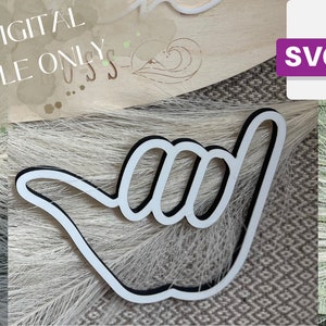 Shaka Surfer Beach SVG Fichier numérique | Décoration de chambre d'enfant personnalisée inspirée des surfeurs | Ambiance de plage sur le thème de l'océan | Téléchargement instantané