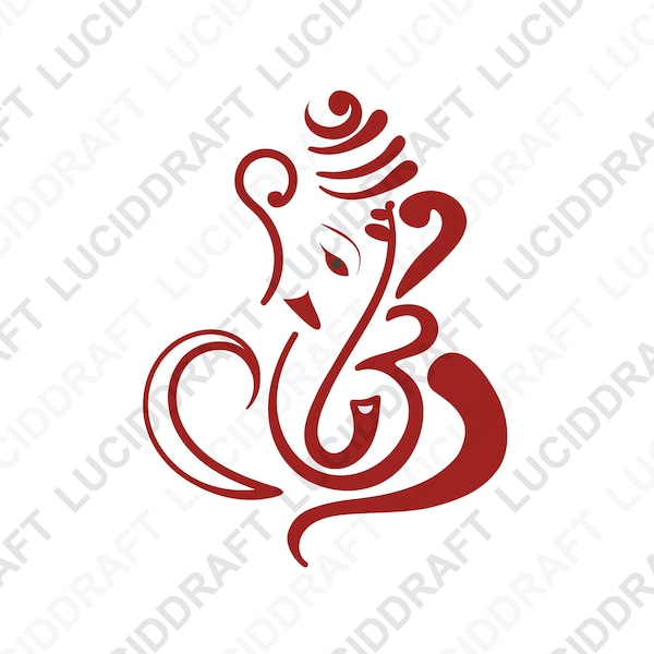Lord Ganesha, Vinayaka, Vignharta  in Red and Black SVG Cut Files |  PNG Files | Instant Digital Download for Cricut, Iron On, Transfers