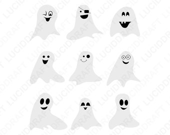 Halloween Geist, Cute and Friendly SVG Plotterdatei | Geister PNG Datei | Halloween Geister Gesichter Print File | Sofortiger digitaler Download