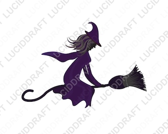 Hexe fliegend auf Besenstick PNG | Halloween, Hexe, Besenstick PNG Datei | Halloween Druckdatei | Sofortiger digitaler Download