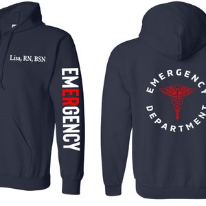 Emergency Department Zip Up Jacket, Emergency Department Sweatshirt, ER Sweatshirt, Medical Zip Up Sweatshirt Hoodie, Medical Zip Up