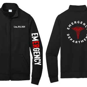 Emergency Department Zip Up Jacket, Emergency Department Jacket, ER Jacket, Medical Zip Up Sweatshirt, Medical Zip Up