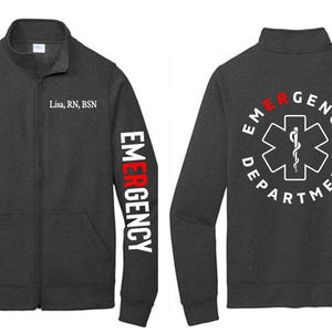 Emergency Department Zip Up Jacket, Emergency Department Jacket, ER Jacket, Medical Zip Up Sweatshirt, Medical Zip Up