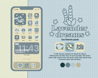 Lavender Dreams - Cute | aesthetic | kawaii| dreamy | ios theme pack for IOS 14 with Icons, Widgets, Wallpaper for iPhone