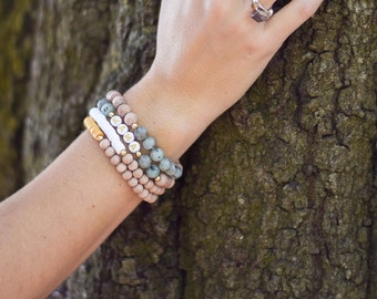 Diffuser Bracelet | heishi clay bracelet | stackable bracelet | bracelet stack | Christmas gift | clay disc beads | rose wood beads
