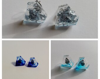 Handmade Resin Diamond Stud Earrings - 3 Colors