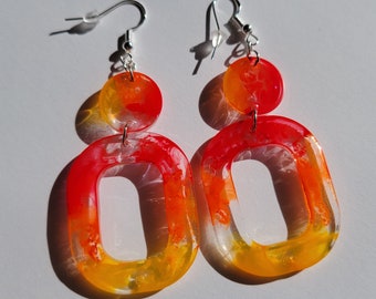 Dangle Resin Earrings - "Inferno"