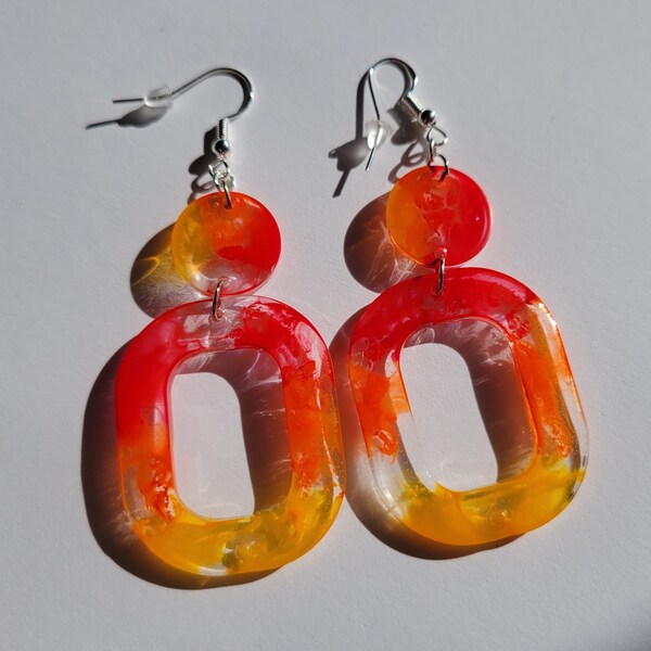 Dangle Resin Earrings - "Inferno"