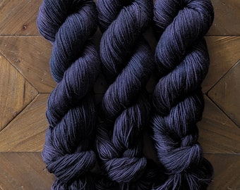 Hand Dyed Yak and Merino Sock/Fingering Weight Yarn in Blackberry