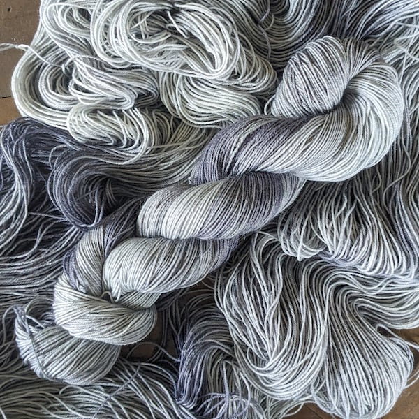 Hand Dyed BFL Sock/Fingering Weight Yarn in Overcast
