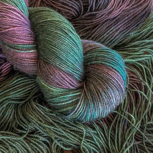 Yak and Merino Fingering Weight Yarn in Mystic Forest, Yak and Merino Sock Yarn, Luxury Yarn, Yak Sock Yarn, Hand Dyed Yak Yarn, Indie Dyed