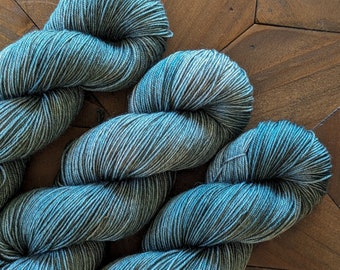 Hand Dyed Yak and Merino Sock/Fingering Weight Yarn in Robin's Egg