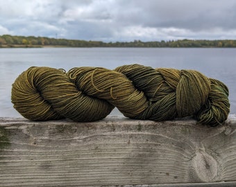 Hand Dyed Yak and Merino Sock/Fingering Weight Yarn in Avocado