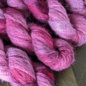 Suri Silk Yarn in Berry, Baby Suri Alpaca Yarn, Lace Weight Yarn, Hand Dyed Suri Yarn, Suri Silk Lace, Baby Alpaca Yarn