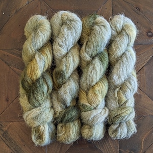 Hand Dyed Baby Suri Alpaca and Mulberry Silk Lace Yarn in Avocado