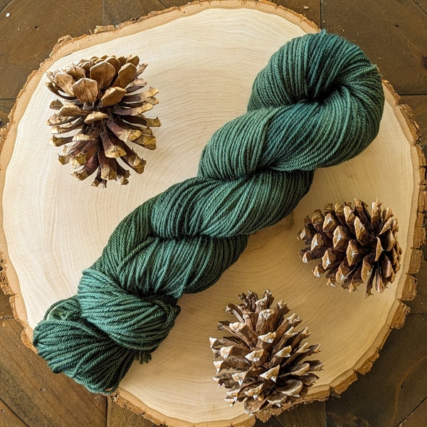 Hand Dyed DK Superwash Merino Wool and Nylon Yarn in Pine