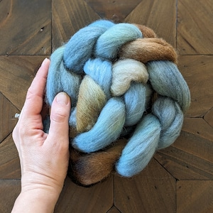 Corriedale Combed Top in Robin&#39;s Nest, Wool Spinning Fiber, Hand Dyed Wool Roving, Hand Dyed Combed Top, Corriedale Wool, Fiber for Spinning