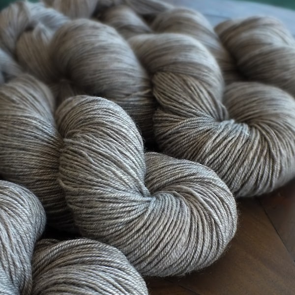 Yak and Merino Sock/Fingering Weight Yarn in Natural Gray