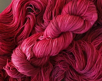 Hand Dyed BFL Sock/Fingering Weight Yarn in Strawberry