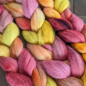Corriedale Combed Top in October, Corriedale Wool, Corriedale Roving, Fiber for Spinning, Hand Dyed Fiber, Spinning Fiber, Wool Roving