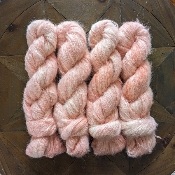 Suri Silk Yarn in Peach Blush, Baby Suri Alpaca Yarn, Lace Weight Yarn, Hand Dyed Suri Yarn, Suri Silk Lace, Baby Alpaca Yarn