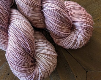BFL Sock Yarn, BFL Fingering Weight Yarn, Hand Dyed BFL Yarn in Peony