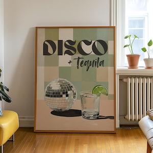 Disco + Tequila Print Cocktail Prints Bar Cart Wall Art Bar Prints Tequila Prints Disco Prints Disco Wall Art Funky Wall Art Fun Prints