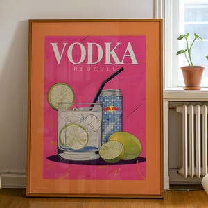 Póster de vodka RB Póster de cóctel Accesorios para carrito de bar Arte mural para carrito de bar Póster de vodka Arte mural de vodka Impresión de cócteles con un bonito diseño Arte mural de cócteles