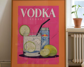 Vodka RB Poster Cocktail Poster Bar Cart Accessories Bar Cart Wall Art Vodka Poster Vodka Wall Art Cute Cocktail Print Cocktail Wall Art