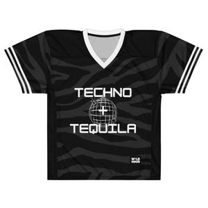 Techno Football Jersey EDM Jersey for Rave Outfits for EDM Festival Ravewear Black Rave Outfit EDM Merch Rave Jerseys Rave Gift for Raver