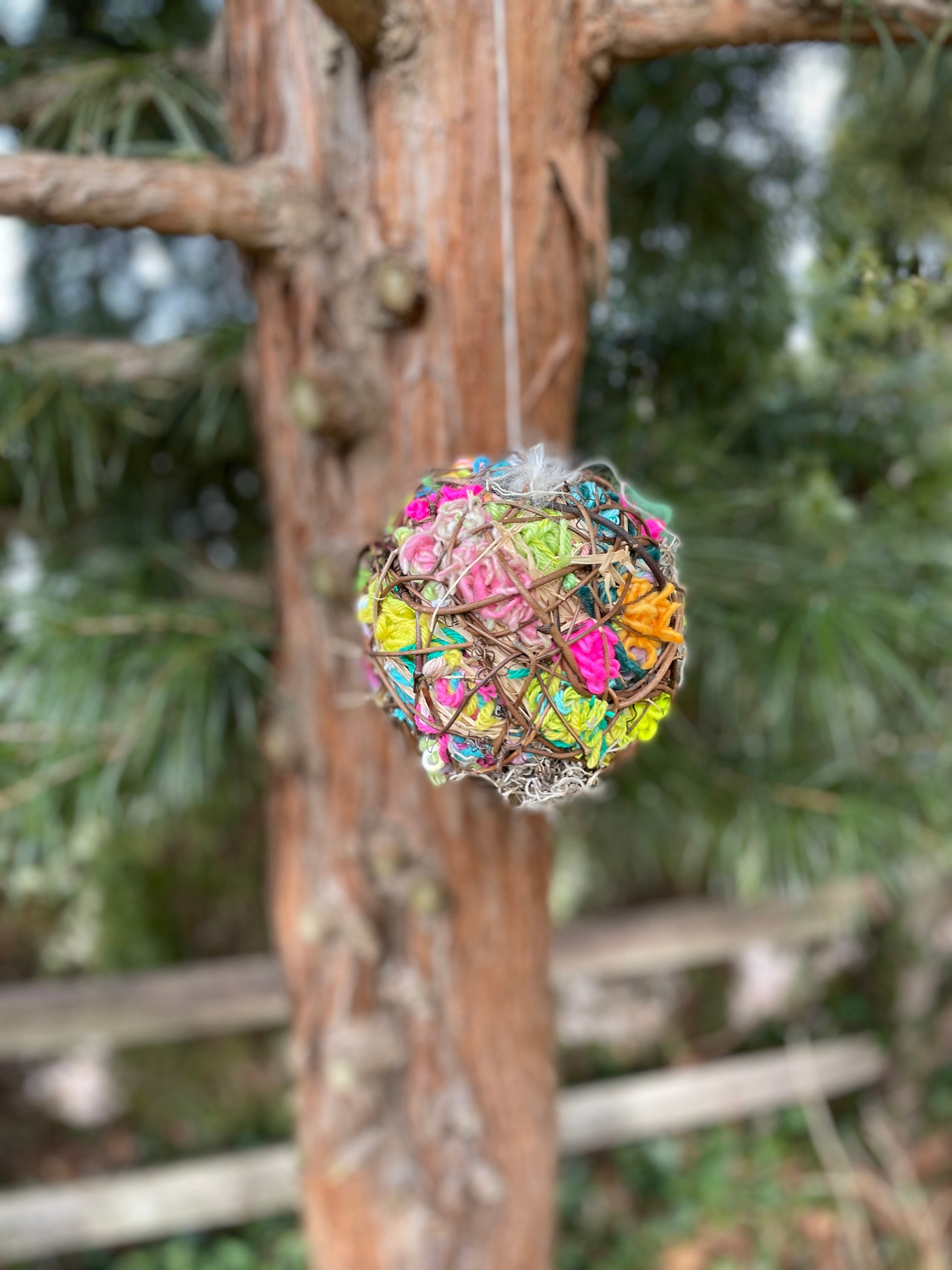 Spring Colors Yarny Nesting Ball for Birds Wool Grapevine Bird Watching ...