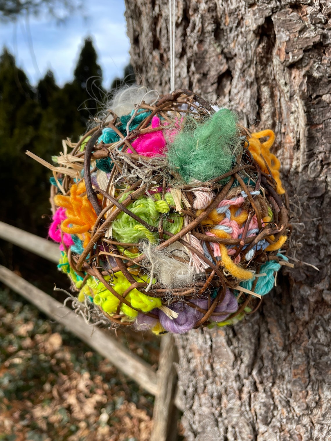 Spring Colors Yarny Nesting Ball for Birds Wool Grapevine Bird Watching ...