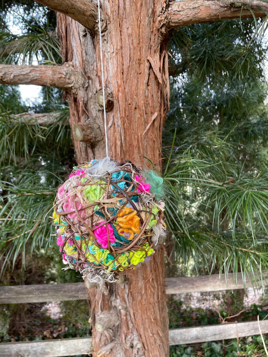 Spring Colors Yarny Nesting Ball for Birds Wool Grapevine Bird Watching ...