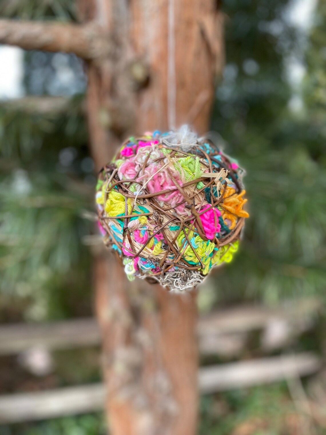 Spring Colors Yarny Nesting Ball for Birds Wool Grapevine Bird Watching ...