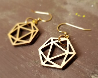Dainty D20 Polyhedral Nerdy Dice Earrings